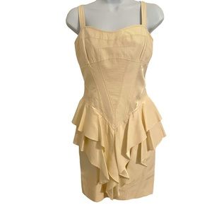 Betsey Johnson, silk & cotton ruffle peplum dress. Size 2